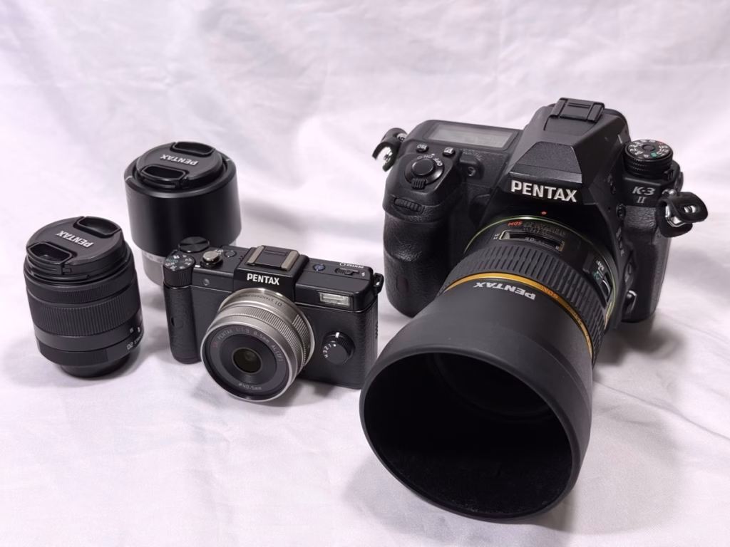 PENTAX Q 系統和同時代的DSLR系統大小比較
